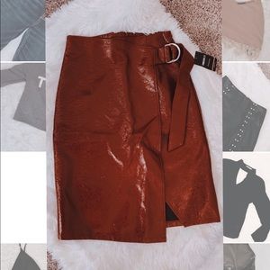Leather A-line Pencil Skirt